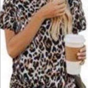 Leopard tshirt black &white orange is accent color